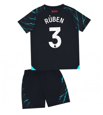 Manchester City Ruben Dias #3 Koszulka Trzecich Dziecięca 2023-24 Krótki Rękaw (+ Krótkie spodenki)